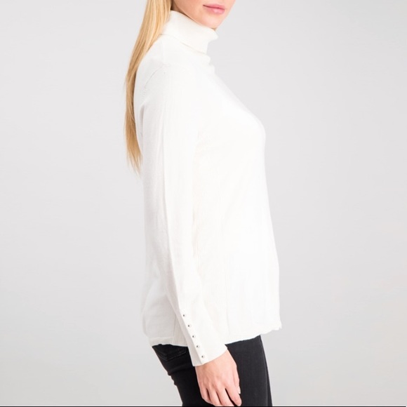 JM Collection Rivet-Detail Turtleneck Sweater, Eggshell - Picture 3 of 7